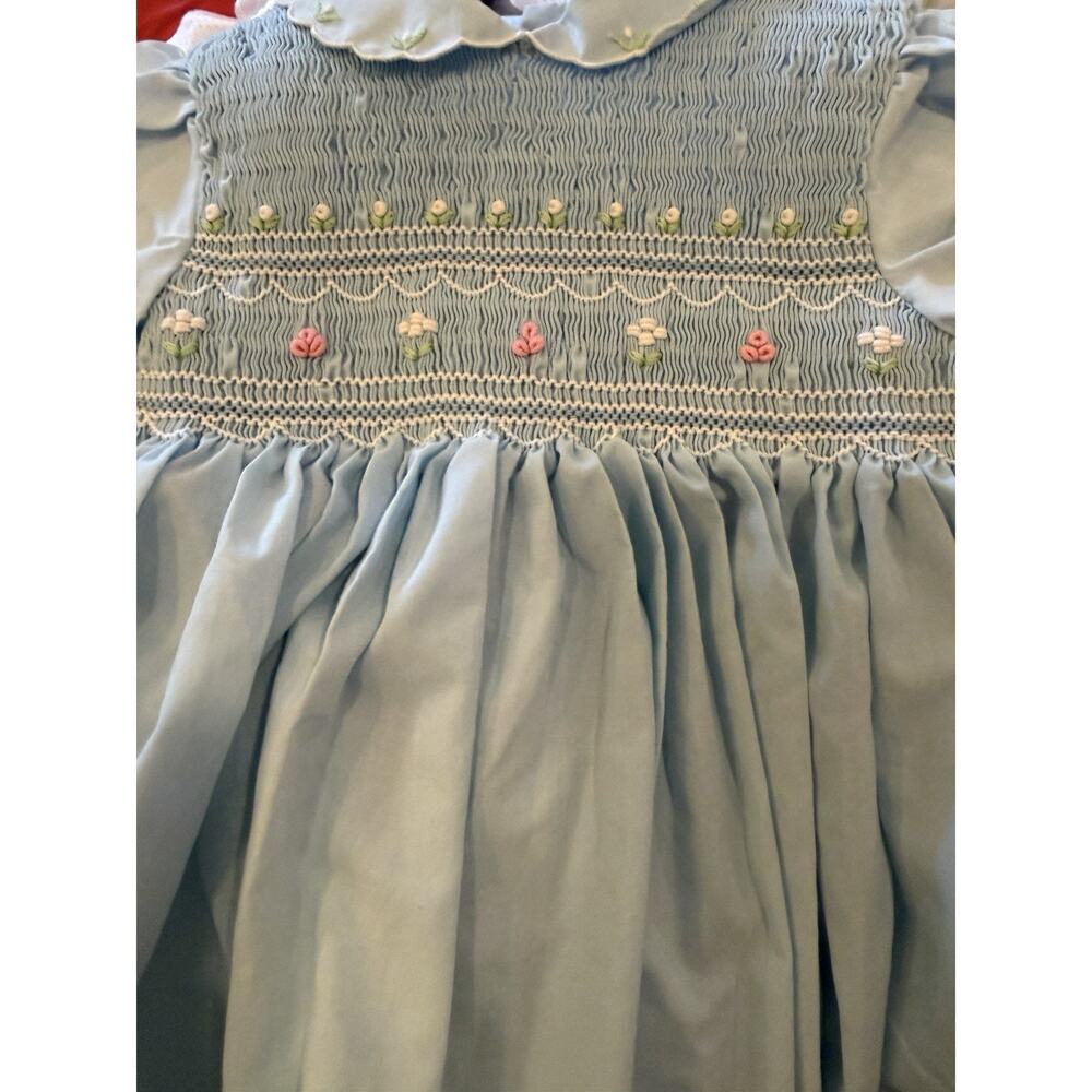Baby Togs Blue Hand Smocked Baby Girl Dress 18 Months - Picture 6 of 13